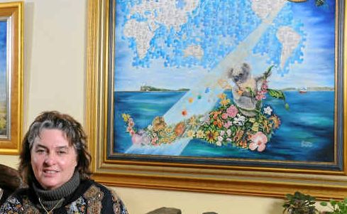 SHARON DAVSON WITH her record-setting artwork ‘On The Ark of Salvation’. SHARON DAVSON WITH her record-setting artwork ‘On The Ark of Salvation’.